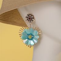 New Ethnic Style Heart Flowers Metal Pendant Earrings sku image 9