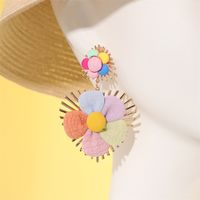 New Ethnic Style Heart Flowers Metal Pendant Earrings sku image 13
