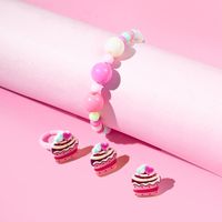 Cake Acrylic Handmade Beaded Earring Ring Bracelet Three-piece Set main image 3
