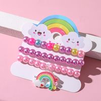 Colorful String Beads Acrylic Simple Rainbow Bracelet Set sku image 1