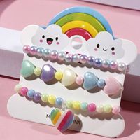 Rainbow Love Pendant Decor Acrylic Beaded Bracelet Set main image 1