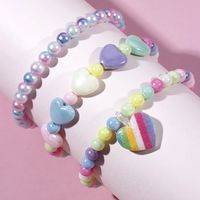 Rainbow Love Pendant Decor Acrylic Beaded Bracelet Set main image 4