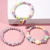 Rainbow Love Pendant Decor Acrylic Beaded Bracelet Set main image 3