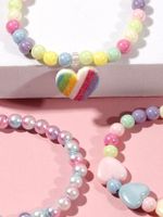 Rainbow Love Pendant Decor Acrylic Beaded Bracelet Set main image 2
