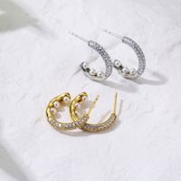Fashion Solid Color Inlaid Zircon C-shaped Ear Ring main image 1