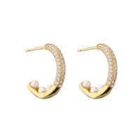Fashion Solid Color Inlaid Zircon C-shaped Ear Ring sku image 1