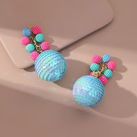 New Style Creative Flower Sequin Ball Pendant Earrings sku image 4