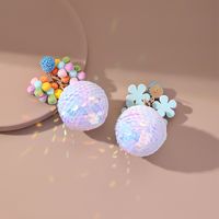 New Style Creative Flower Sequin Ball Pendant Earrings sku image 9