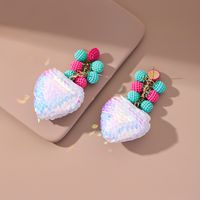 New Style Creative Flower Sequin Ball Pendant Earrings sku image 3