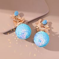New Style Creative Flower Sequin Ball Pendant Earrings sku image 7