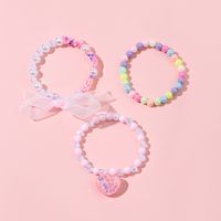 Heart Shape Pendant Colorful Acrylic String Beads Bracelet Set main image 3