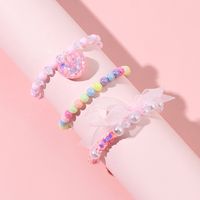 Heart Shape Pendant Colorful Acrylic String Beads Bracelet Set main image 4