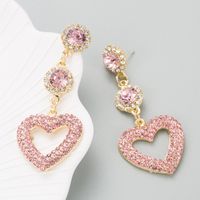 Fashion New Alloy Diamond-embedded Heart-shaped Multicolor Long Earrings main image 5