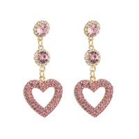 Fashion New Alloy Diamond-embedded Heart-shaped Multicolor Long Earrings main image 4