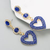 Fashion New Alloy Diamond-embedded Heart-shaped Multicolor Long Earrings main image 2