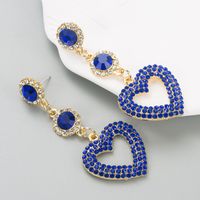 Fashion New Alloy Diamond-embedded Heart-shaped Multicolor Long Earrings sku image 1