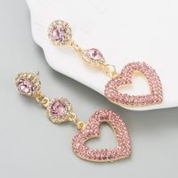 Fashion New Alloy Diamond-embedded Heart-shaped Multicolor Long Earrings sku image 2