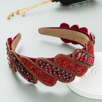 Fashion New Inlay Rhinestone Baroque Headdress Retro Geometric Wide Edge Headband Hair Accessories main image 2