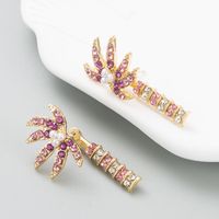 Fashion Alloy Gold Plated Rhinestone Creative Coconut Tree Earrings sku image 2