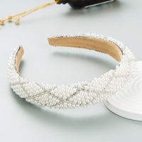 Fashion Retro Starry Pearl Diamond-embedded Fabric Headband Wide-brimmed main image 5