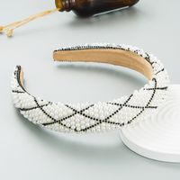Fashion Retro Starry Pearl Diamond-embedded Fabric Headband Wide-brimmed sku image 2