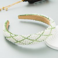 Fashion Retro Starry Pearl Diamond-embedded Fabric Headband Wide-brimmed sku image 5