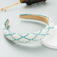 Fashion Retro Starry Pearl Diamond-embedded Fabric Headband Wide-brimmed sku image 6