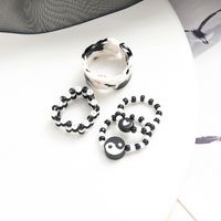 Fashion Acrylic Resin Bead Heart Eight Trigrams Shaped  Beaded Ring 4-piece Set main image 4