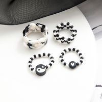 Fashion Acrylic Resin Bead Heart Eight Trigrams Shaped  Beaded Ring 4-piece Set main image 3