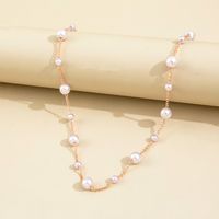 Fashion Imitation Pearl Gold Plated Clavicle Chain Necklace Women main image 3