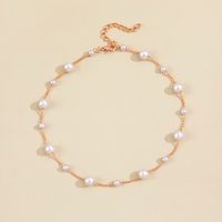 Fashion Imitation Pearl Gold Plated Clavicle Chain Necklace Women main image 2