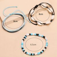 Bohemian Style Colorful Cord Hand-woven Shell Beaded Anklets Suit 3 Piece main image 4