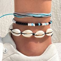 Bohemian Style Colorful Cord Hand-woven Shell Beaded Anklets Suit 3 Piece sku image 1