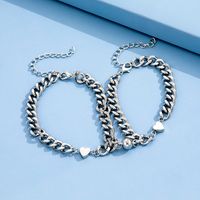 2022 New Simple Heart Shape Magnet  Stainless Steel Couple Bracelet main image 2