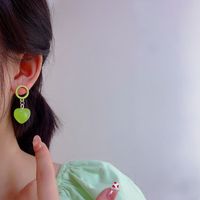 Mode Neue Grüne Herzförmige Sommer Legierung Ohrringe main image 4