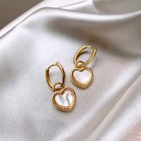 Fashion Double-sided Color Heart-shape Lock Gold Alloy Ear Clip sku image 1