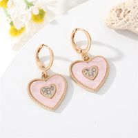 Fashion New Retro Heart Shaped Inlay Rhinestone Alloy Earrings sku image 3