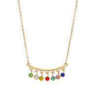 Fashion Stainless Steel 18k Gold Plating Fringed Multicolor Zircon Necklace sku image 2
