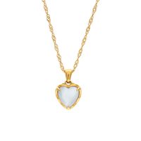 Fashion Heart Shaped Pendant Jewelry Stainless Steel Plated 18k Zircon Necklace sku image 2