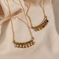 Fashion Stainless Steel 18k Gold Plating Fringed Multicolor Zircon Necklace main image 6