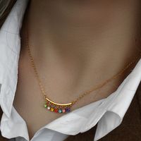 Fashion Stainless Steel 18k Gold Plating Fringed Multicolor Zircon Necklace main image 2