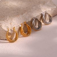 Fashion Simple Jewelry Women's Stainless Steel Spiral Twist Earrings main image 1