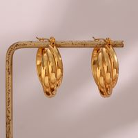 Fashion Simple Jewelry Women's Stainless Steel Spiral Twist Earrings sku image 1