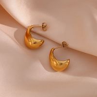 Mode Einfache Schmuck Frauen Edelstahl Hohl Glänzend Ohr Studs main image 6