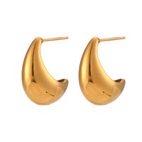 Fashion Simple Jewelry Women's Stainless Steel Hollow Glossy Ear Studs main image 2