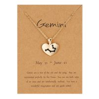 Fashion Creative Heart Shaped Pendant Twelve Constellation Paper Card Alloy Necklace Wholesale sku image 5