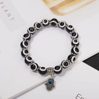 Ethnic New Palm Hollow Blue Eyes Beaded Pendant Elastic Bracelet Couple's Jewelry sku image 6