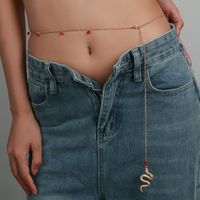 Fashion Sexy Metal Snake-shaped Red Natural Stone Waist Chain main image 2