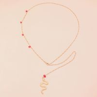 Fashion Sexy Metal Snake-shaped Red Natural Stone Waist Chain main image 3