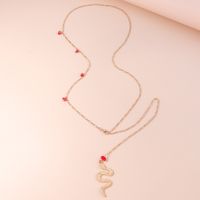 Fashion Sexy Metal Snake-shaped Red Natural Stone Waist Chain main image 5